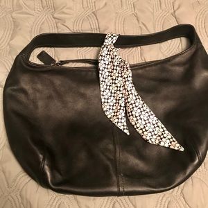 Coach Black Leather Purse with Scarf